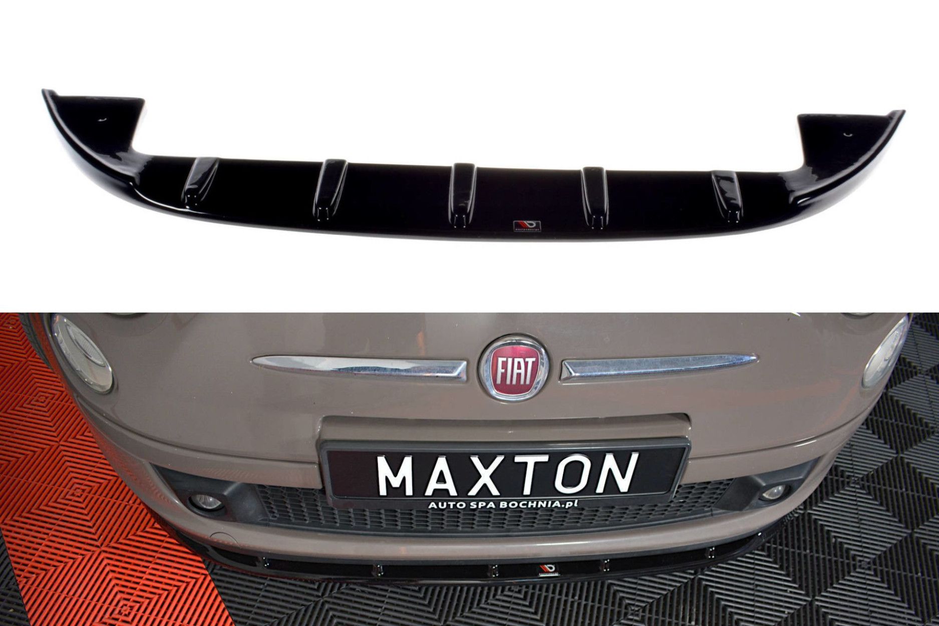 Maxton Design ABS Frontlippe V.1 für Fiat 500 Vorfacelift Schrägheck schwarz hochglanz