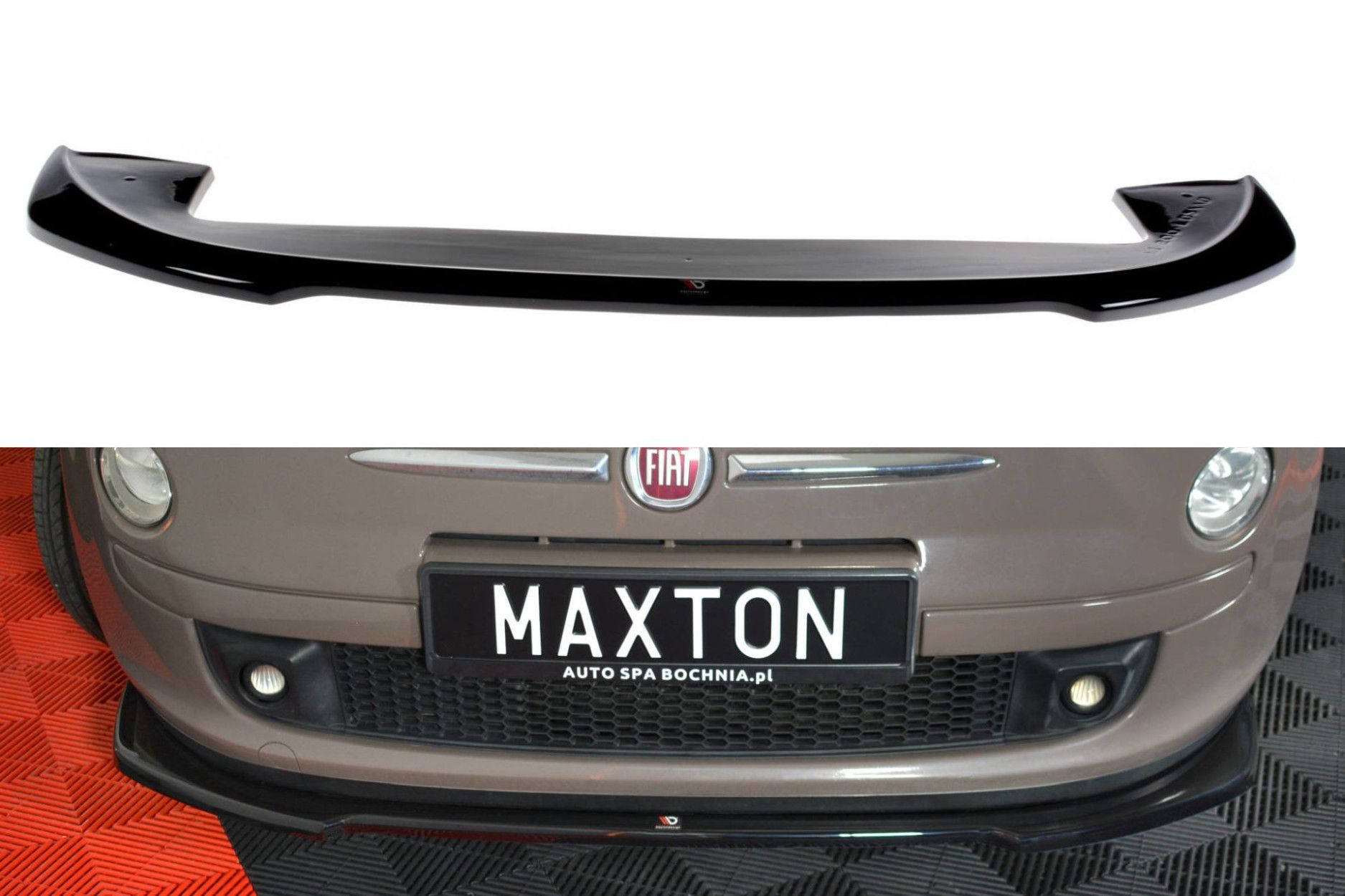 Maxton Design ABS Frontlippe V.2 für Fiat 500 Vorfacelift Schrägheck schwarz hochglanz