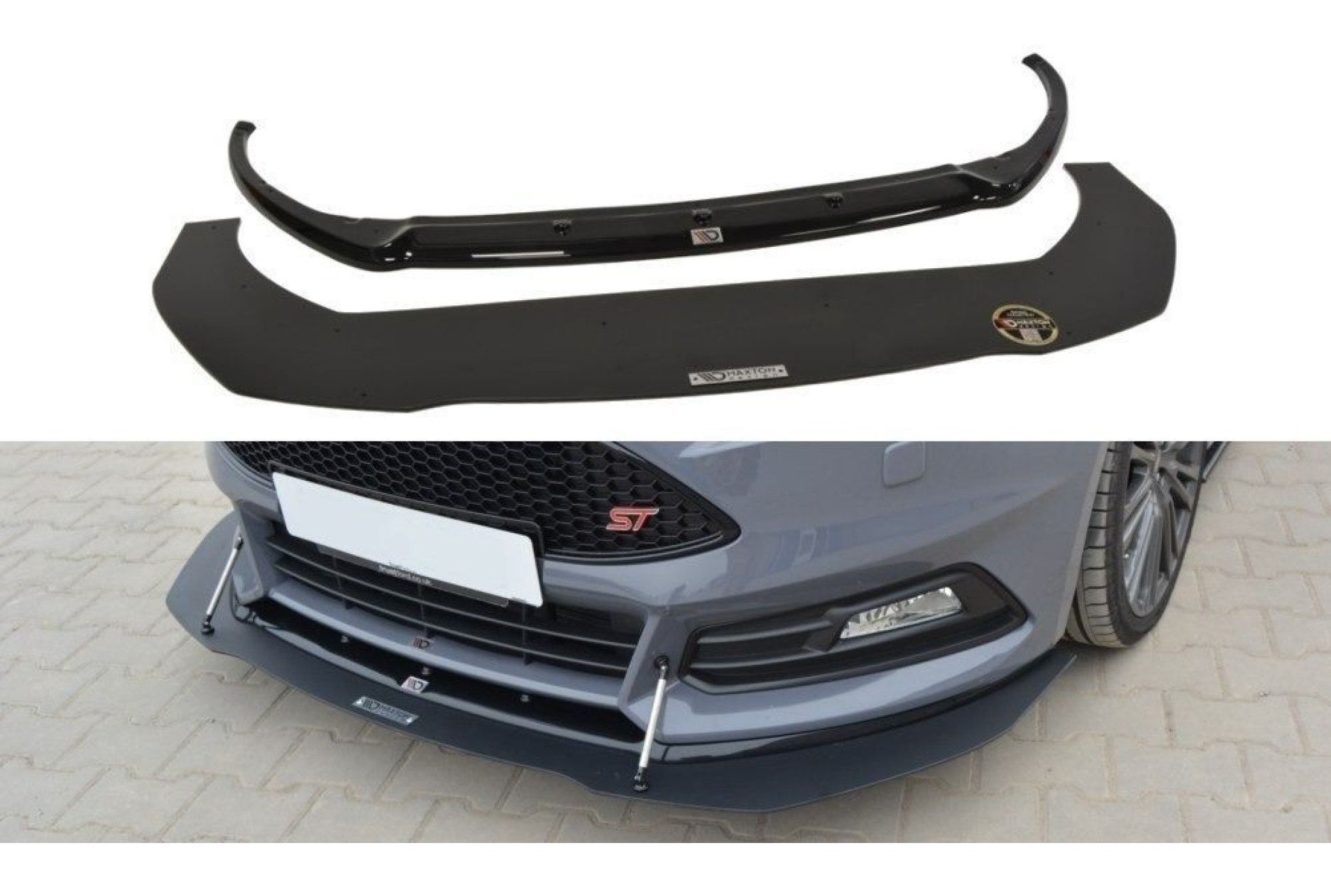 Maxton Design ABS Frontlippe v.1 und Splitter für Ford Focus MK3 ST|RS Facelift schwarz matt