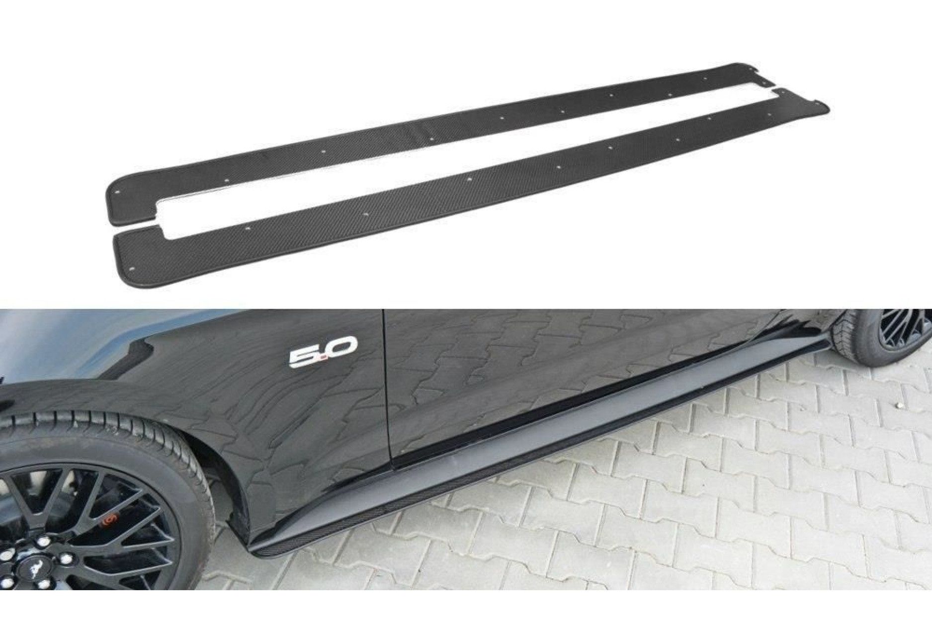 Maxton Design ABS Seitenschweller Ansatz für Ford Mustang MK6 schwarz matt