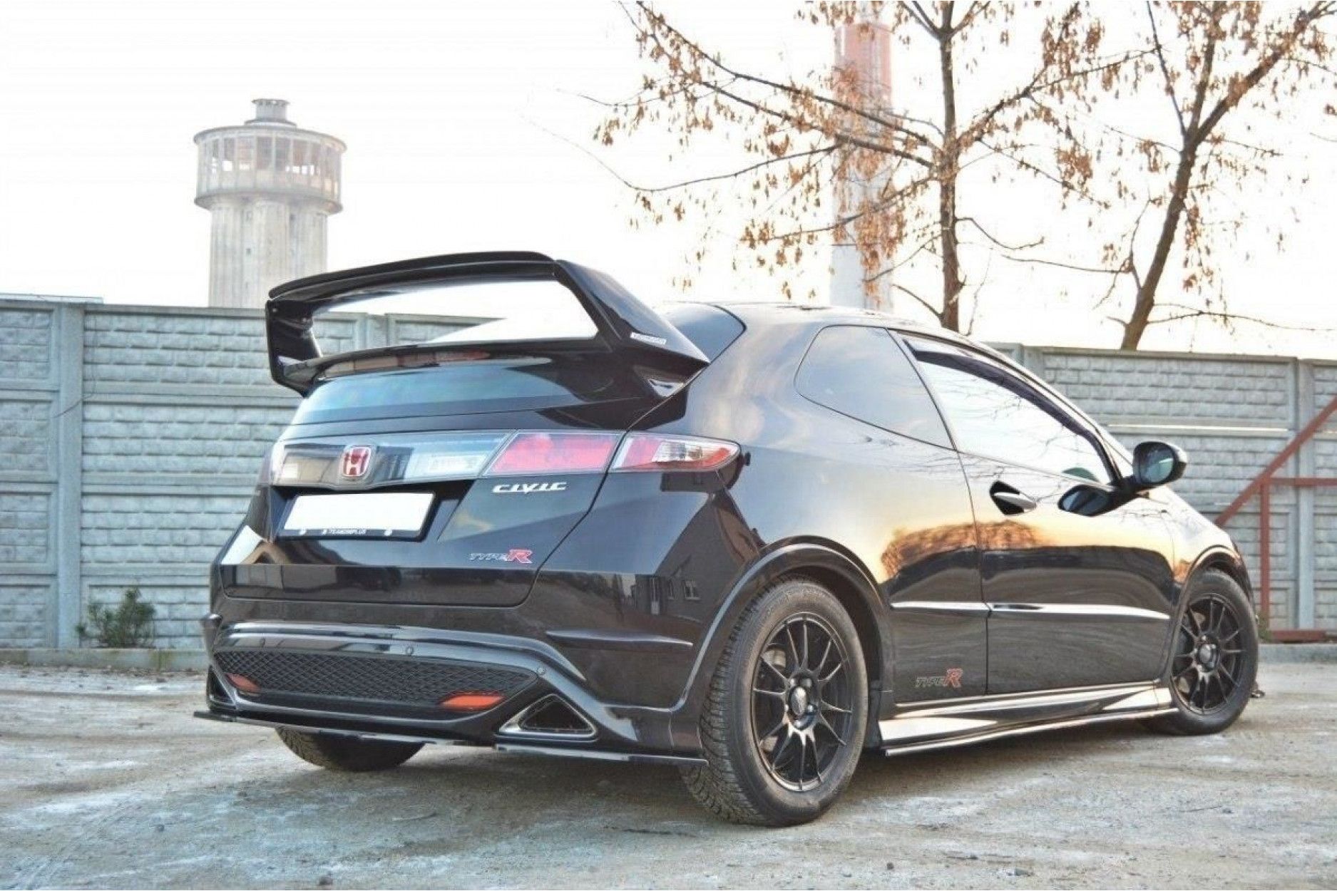 Maxton Design ABS Spoiler Aufsatz MUGEN für Honda Civic Mk8 Type GP|Type-SR schwarz hochglanz (3) 