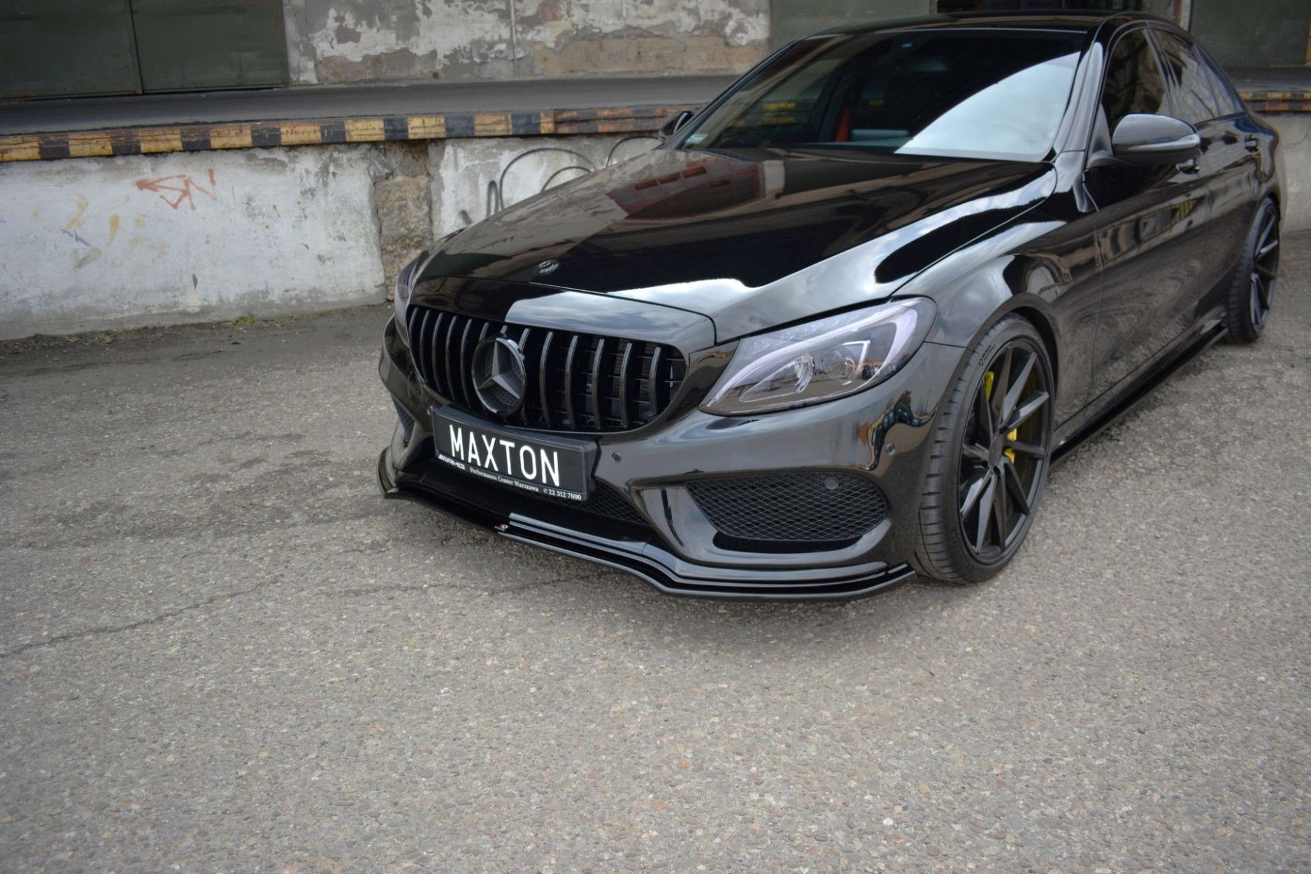 Maxton Design ABS Frontlippe V.1 für Mercedes Benz C-Klasse W205 AMG AMG Paket schwarz hochglanz (2) 