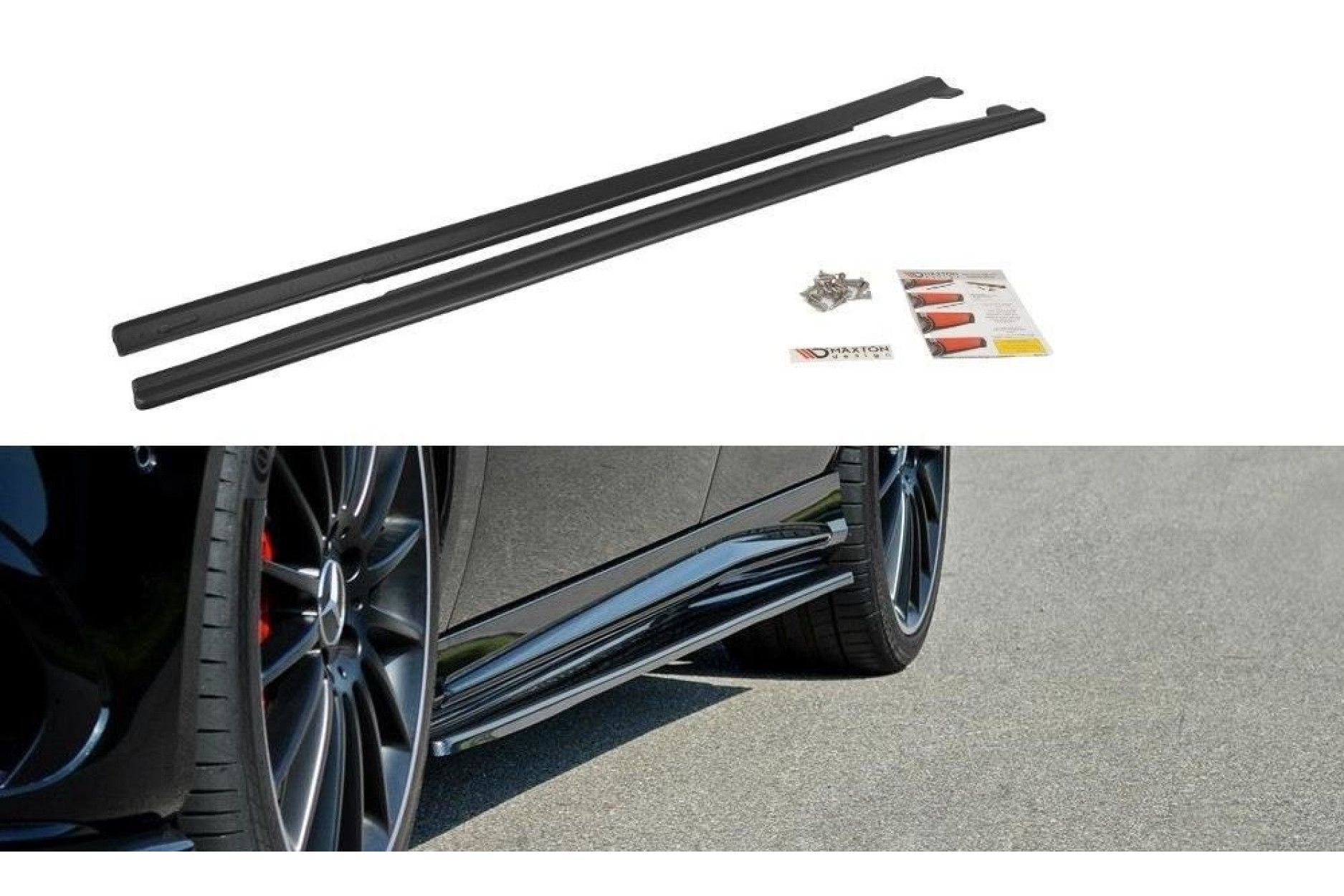 Maxton Design ABS Seitenschweller für Mercedes Benz CLA-Klasse C117 AMG AMG Paket Facelift schwarz hochglanz