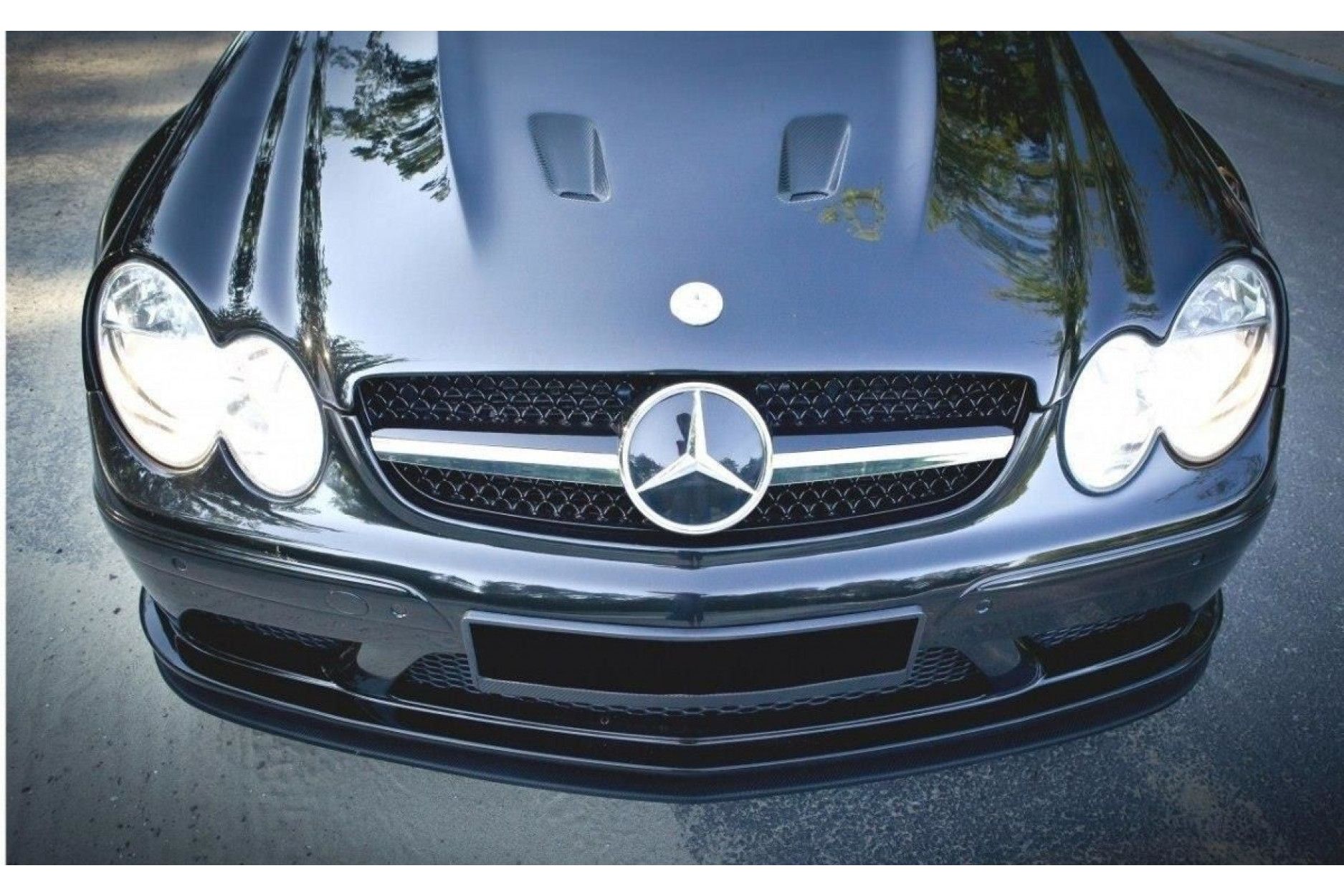 Maxton Design ABS Frontlippe SL Black Series Style für Mercedes Benz CLK-Klasse W209 schwarz hochglanz (3) 