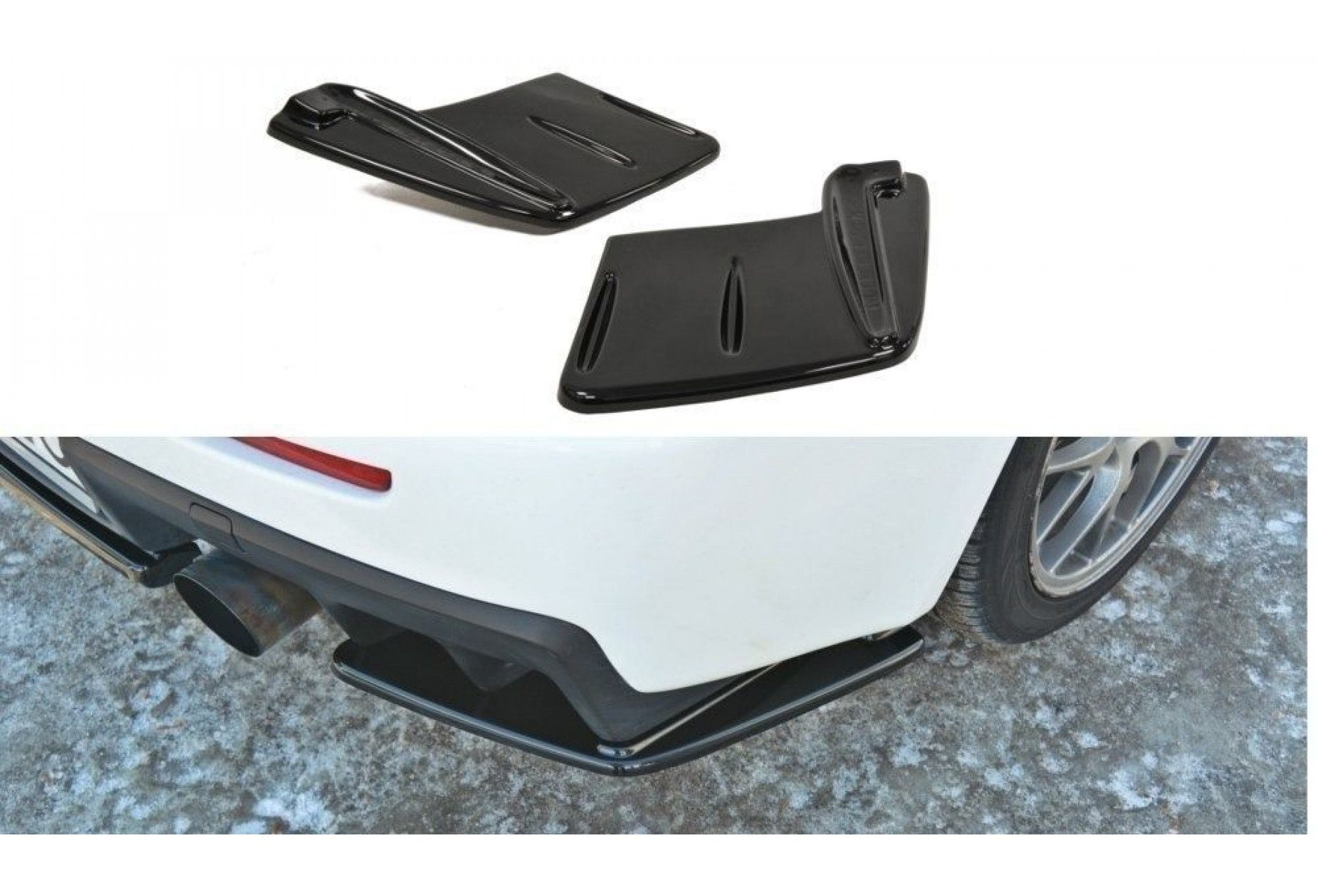 Maxton Design ABS Diffusor Seiten Eerwiterungen Flaps für Mitsubishi Lancer Mk10 EVO 10 schwarz hochglanz