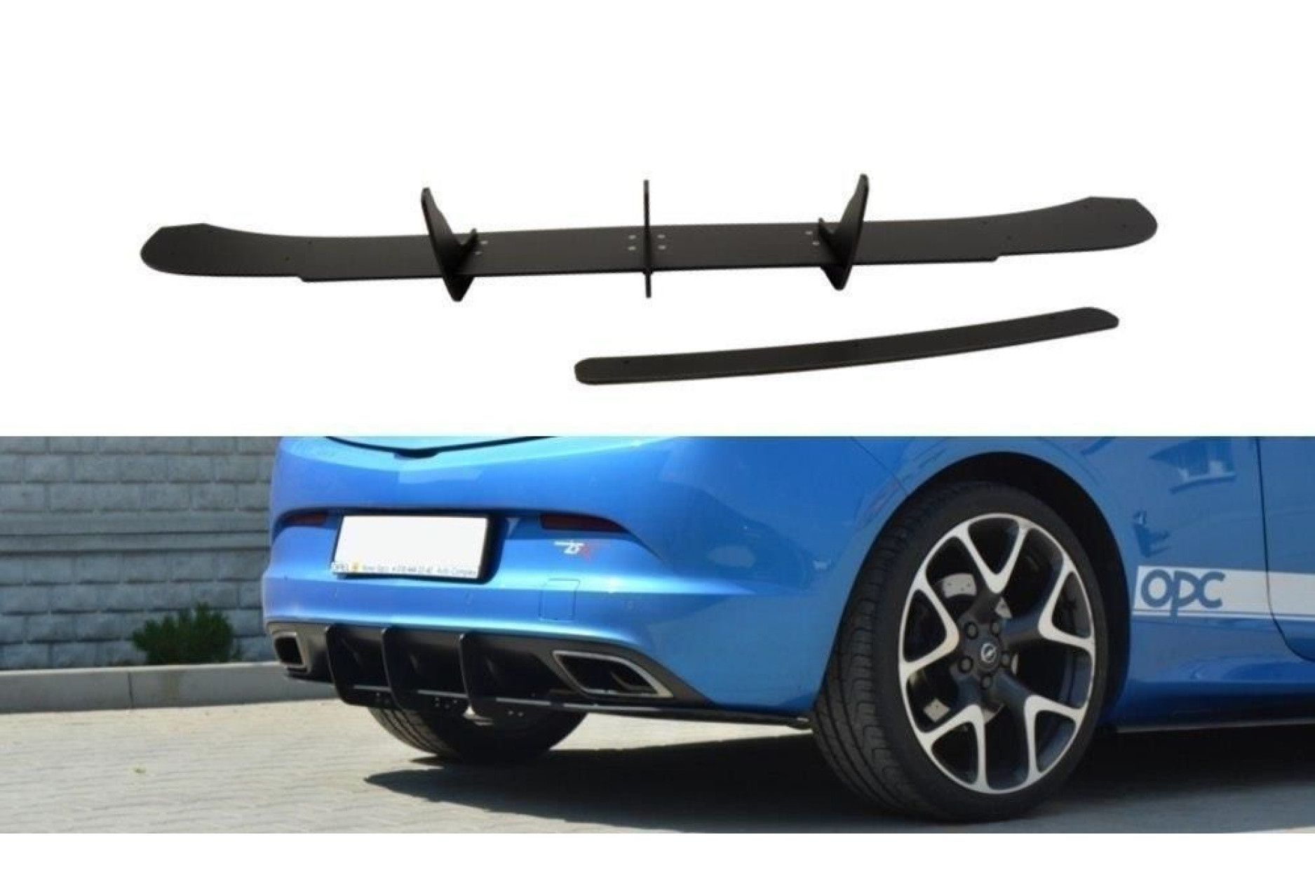 Maxton Design ABS Diffusor Heckschürzen Ansatz für Opel Astra J MK4 OPC schwarz matt