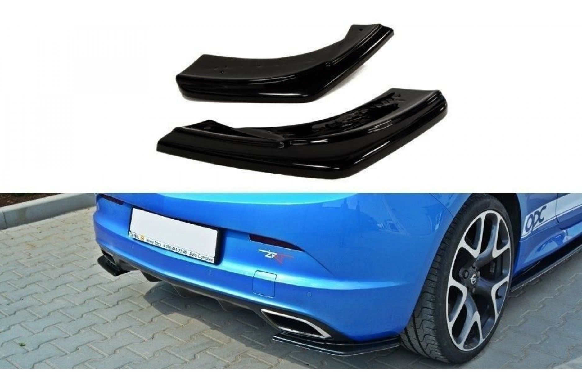 Maxton Design ABS Diffusor Seiten Eerwiterungen Flaps für Opel Astra J MK4 OPC schwarz hochglanz