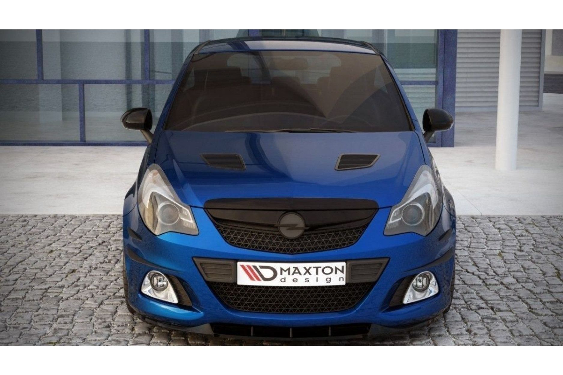 Maxton Design ABS Motorhauben Hutze Lufteinlass für Opel Corsa D MK4 OPC  OPC-Line Facelift schwarz hochglanz