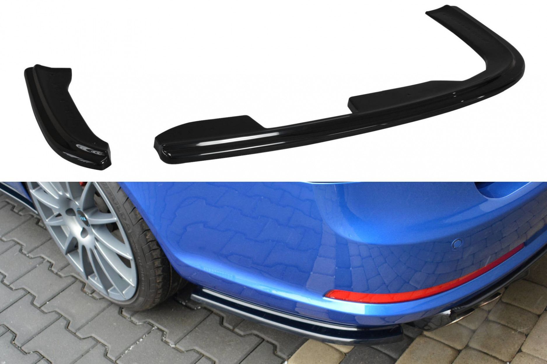 Maxton Design ABS Diffusor Seiten Eerwiterungen Flaps für Skoda Octavia Mk2 RS Facelift Kombi schwarz hochglanz
