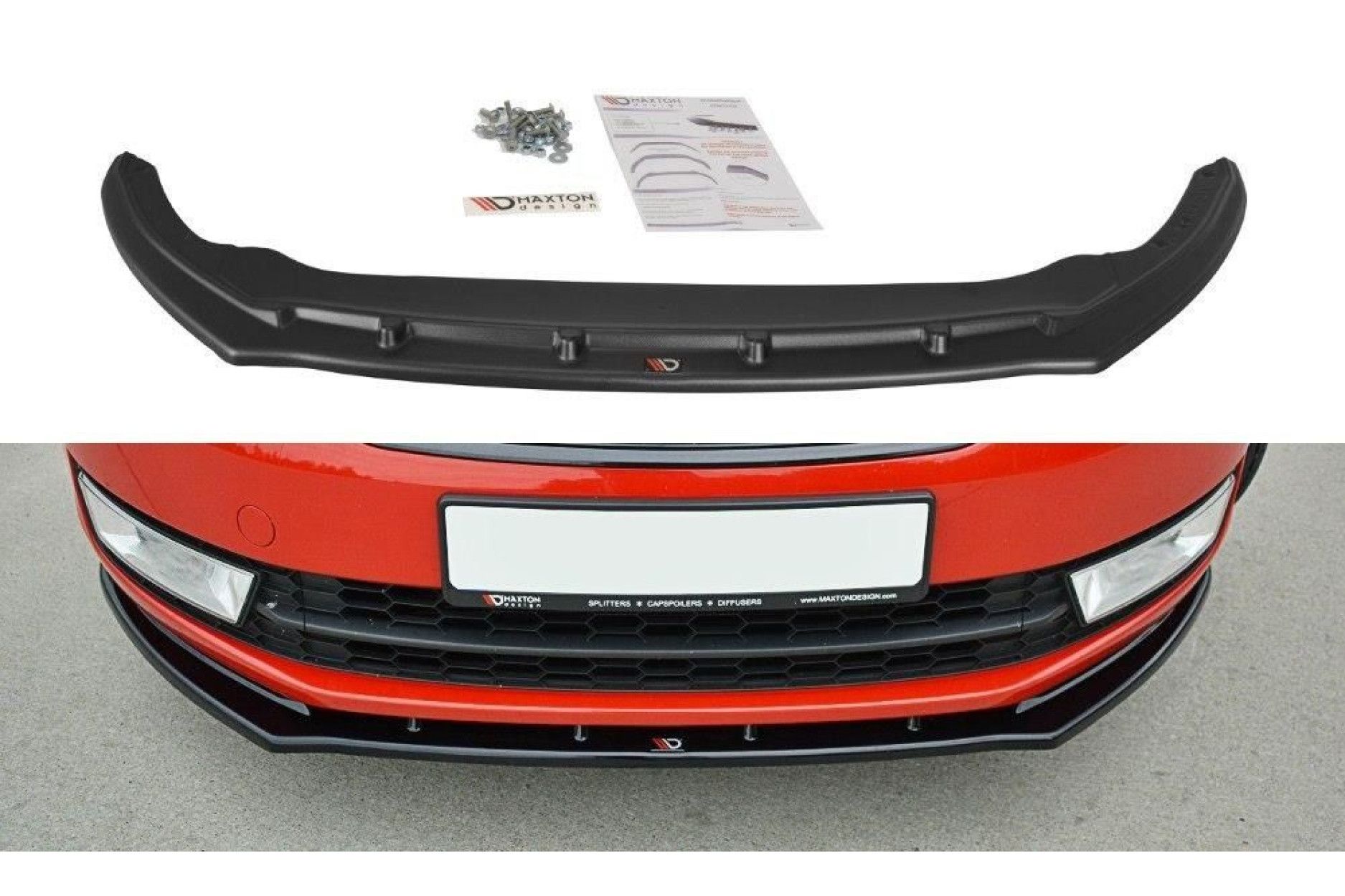 Maxton Design ABS Frontlippe V.2 für Skoda Rapid schwarz hochglanz