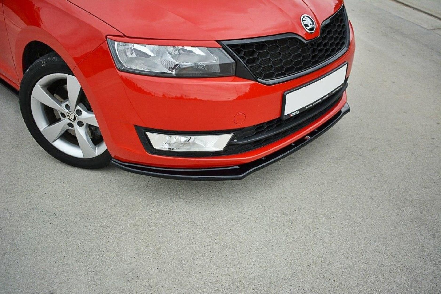 Maxton Design ABS Frontlippe V.2 für Skoda Rapid schwarz hochglanz (3) 