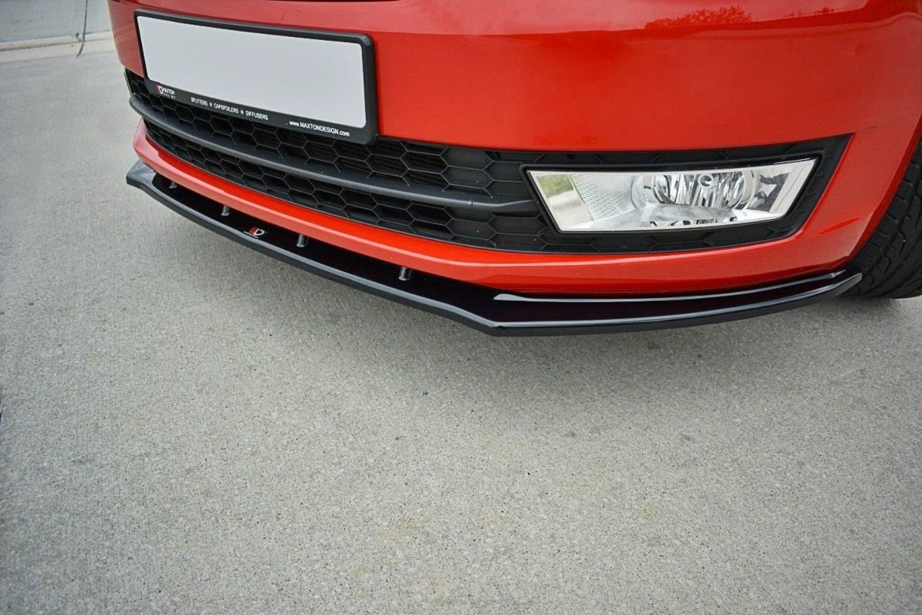 Maxton Design ABS Frontlippe V.2 für Skoda Rapid schwarz hochglanz (4) 