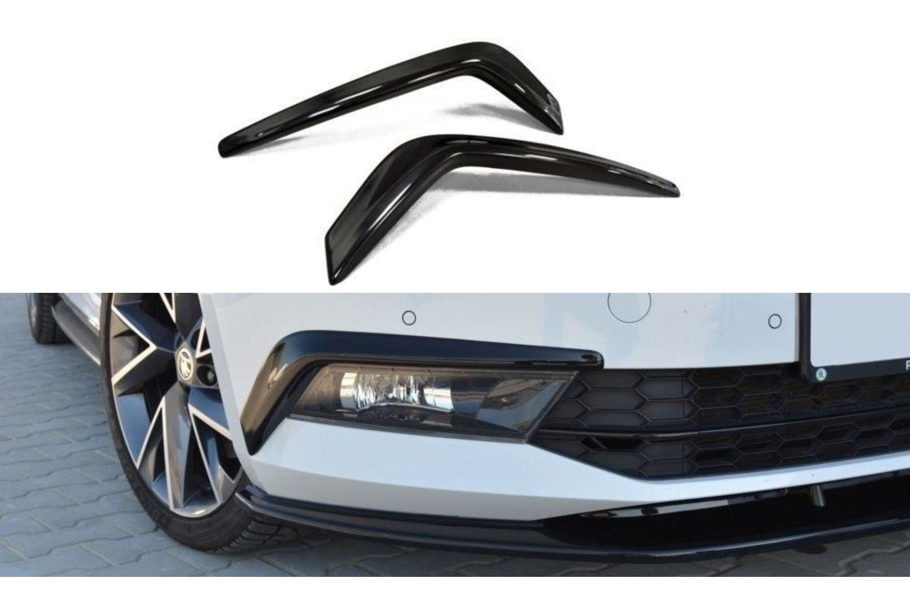 Maxton Design ABS Nebelleuchten Abdeckung für Skoda Superb MK3 schwarz hochglanz