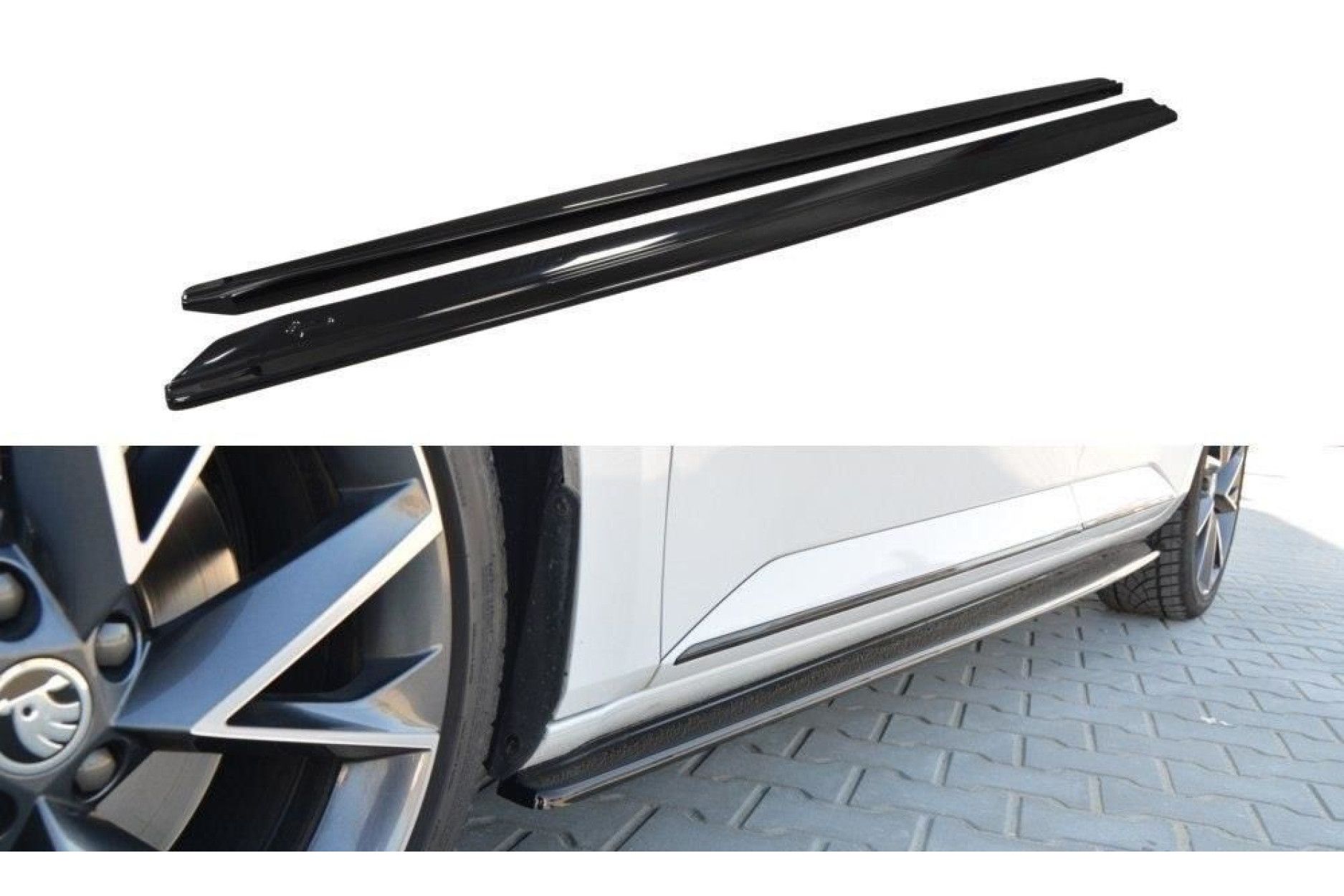 Maxton Design ABS Seitenschweller für Skoda Superb MK3 schwarz hochglanz