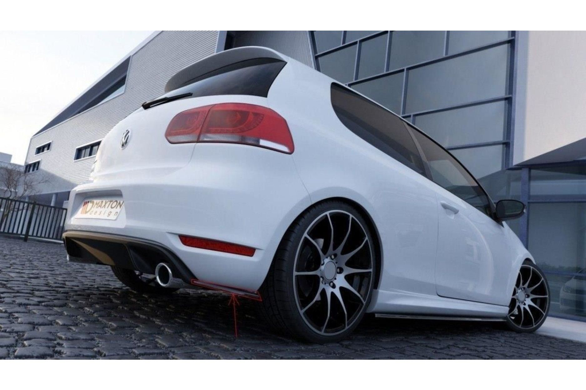 Maxton Design ABS Diffusor Seiten Eerwiterungen Flaps für Volkswagen Golf MK6 GTI|GTD schwarz hochglanz (2) 