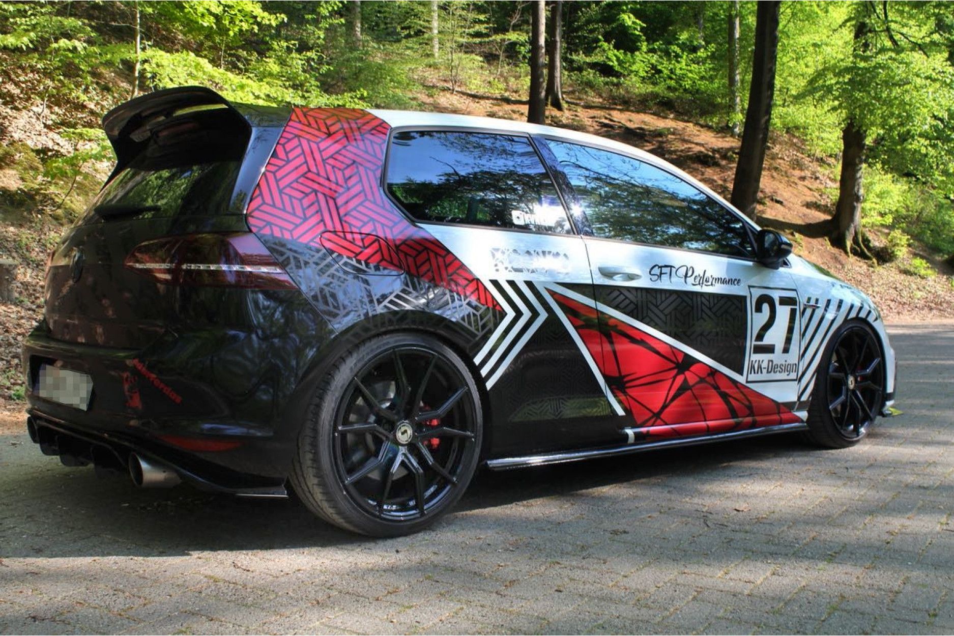 Maxton Design ABS Seitenschweller für Volkswagen Golf Mk7 Clubsport schwarz matt (2) 