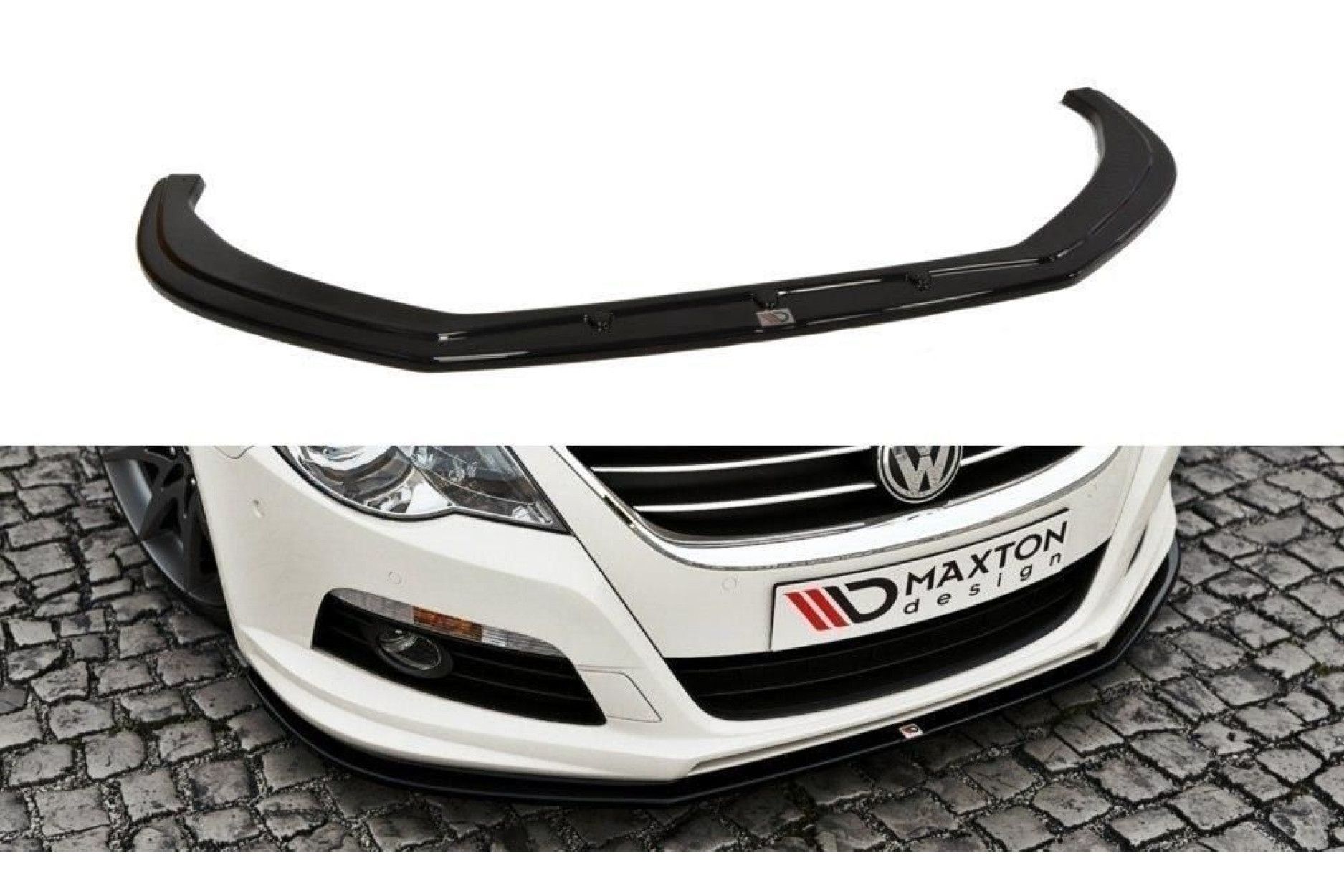 Maxton Design ABS Frontlippe für Volkswagen Passat CC R-Line Vorfacelift schwarz hochglanz