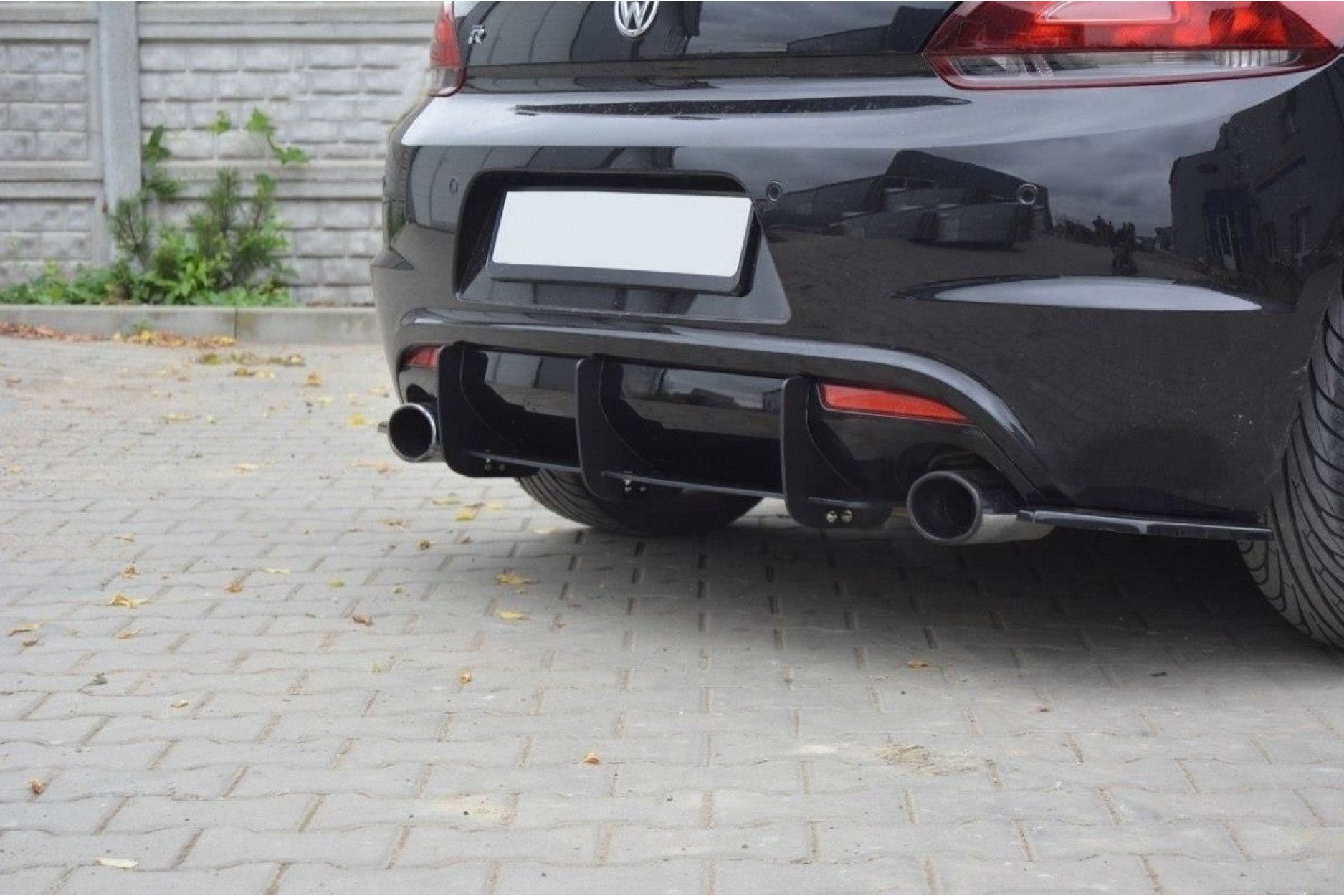 Maxton Design ABS Diffusor inkl. Diffusor Finnen Heckansatz für Volkswagen Scirocco MK3 R R-Line schwarz matt (2) 
