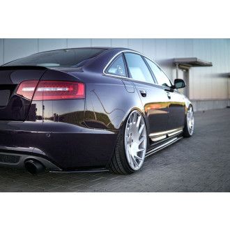 Maxton Design ABS Diffusor Seiten Eerwiterungen Flaps für Audi A6 C6 S6|RS6 S-Line Limo schwarz hochglanz