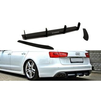 Maxton Design ABS Diffusor Heckschürzen Ansatz inkl. Erweiterungen Seite für Audi A6 C7 S6|RS6 S-Line schwarz matt