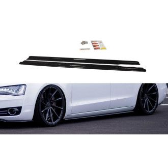 Maxton Design ABS Seitenschweller für Audi A8 D4 S8 schwarz hochglanz