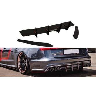 Maxton Design ABS Diffusor Heckansatz inkl. Erweiterungen Seite für Audi A6 C7 S6|RS6 schwarz matt