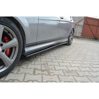 Maxton Design ABS Seitenschweller für Mercedes Benz C-Klasse W204 AMG AMG Paket Vorfacelift schwarz hochglanz