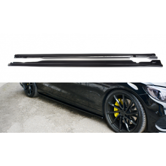 Maxton Design ABS Seitenschweller für Mercedes Benz C-Klasse W205 AMG AMG Paket schwarz hochglanz