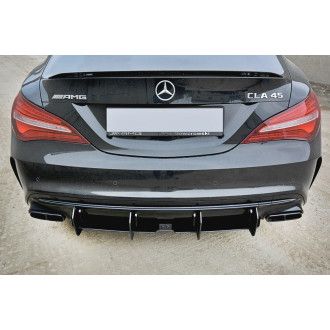 Maxton Design ABS Diffusor Heckschürzen Ansatz für Mercedes Benz CLA-Klasse C117 AMG AMG Paket Facelift schwarz matt