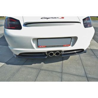 Maxton Design ABS Diffusor Seiten Eerwiterungen Flaps für Porsche Cayman MK1 schwarz hochglanz